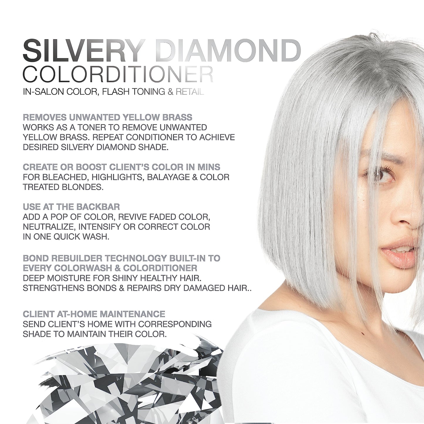 Celeb Luxury Colorwash Color Depositing Conditioner - Color Refresher , Vegan Hair Dye Mask, Bondfix Bond Rebuilder, Gem Lites Silvery Diamond