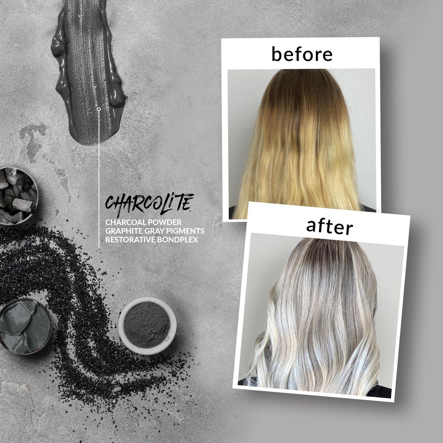 DIFIABA Charcolite Charcoal Bleach Powder - Cool Toning Hair Lightener with Activated Charcoal & BondPlex - Lifts Up to 10 Levels, 500g