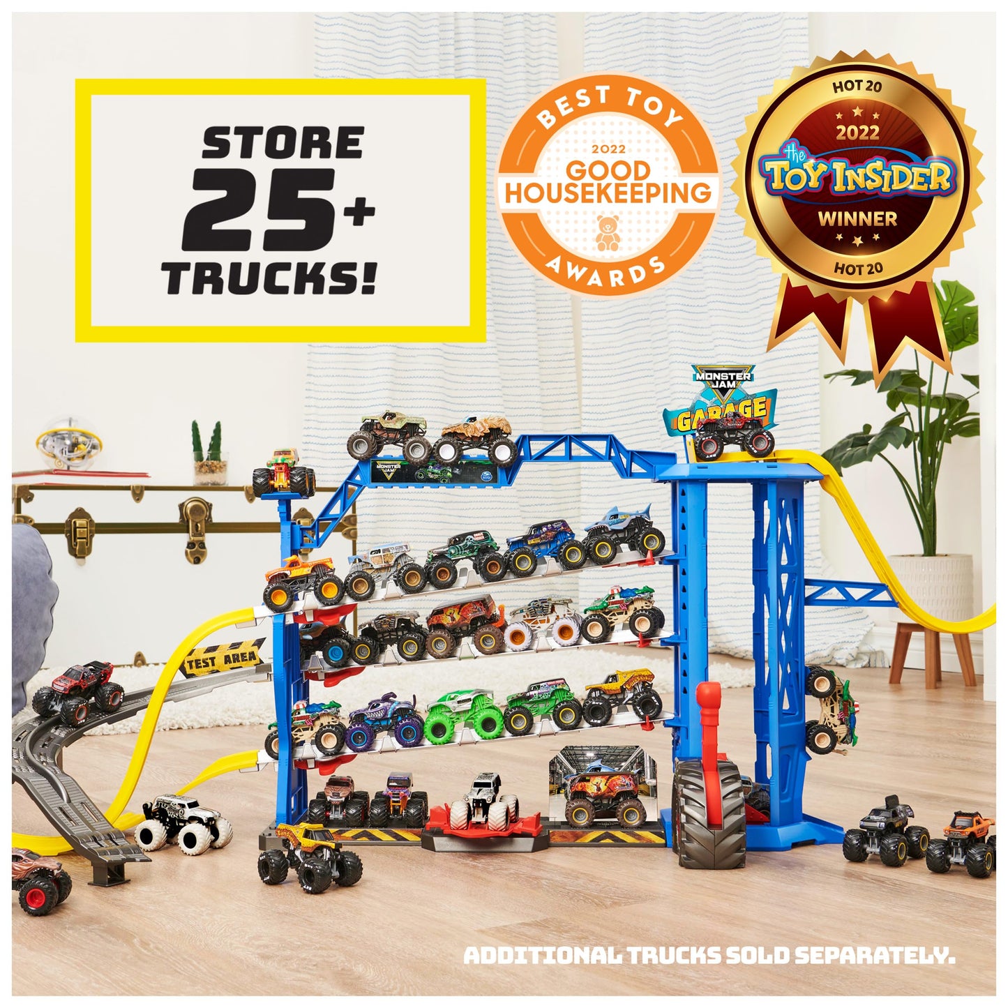 Monster Jam Garage Playset and Storage with Exclusive Grave Digger Monster Truck, Lights & Sounds, Kids Toys for Boys and Girls Ages 4 and Up