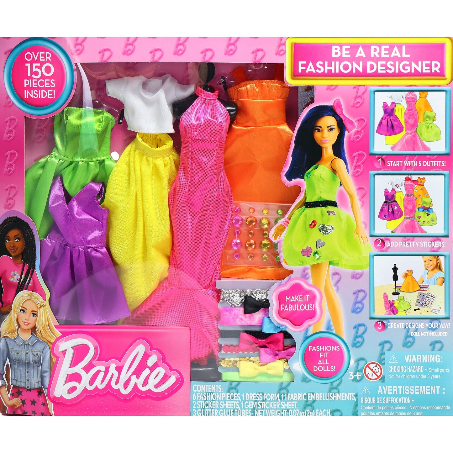 Barbie Be a Real Fashion Designer Neon Edition – DIY Dress-Up Kit with Neon Fabrics & Accessories for Creative Girls 6+
