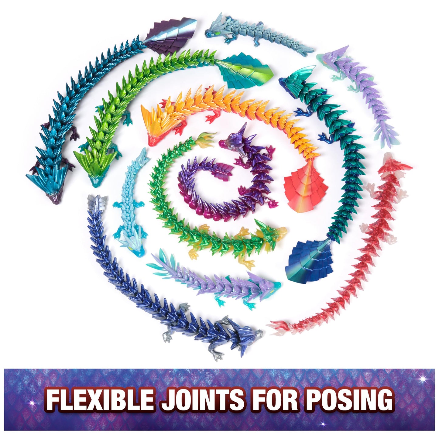 CrystaLynx Dragons, 12.5-inch Collectible Articulated Dragon Toy Figure & Blind Box Display Egg, Fidget Home Office & Desk Decor (Styles May Vary)