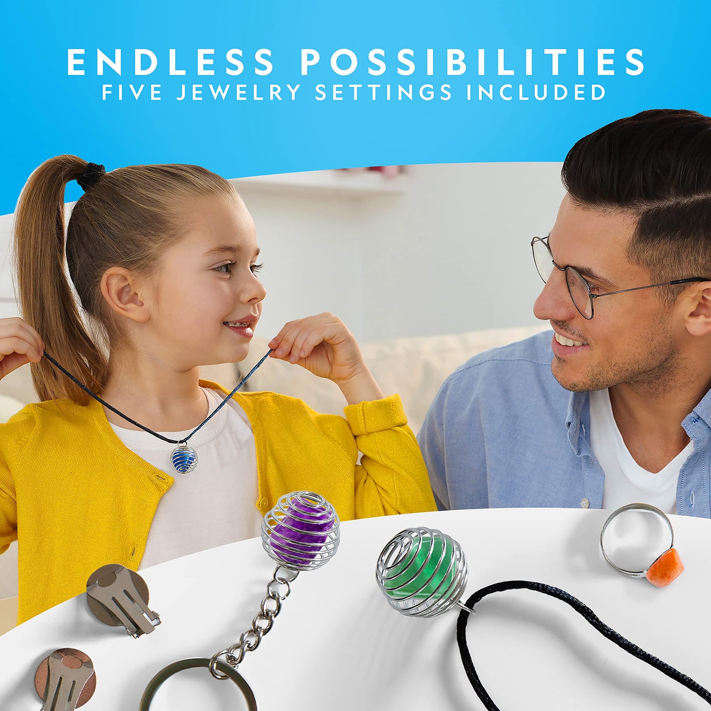 National Geographic Rock Tumbler Refill Kit – 3 lbs Rough Gemstones Including Amethyst & Quartz with Grit & Jewelry Accessories