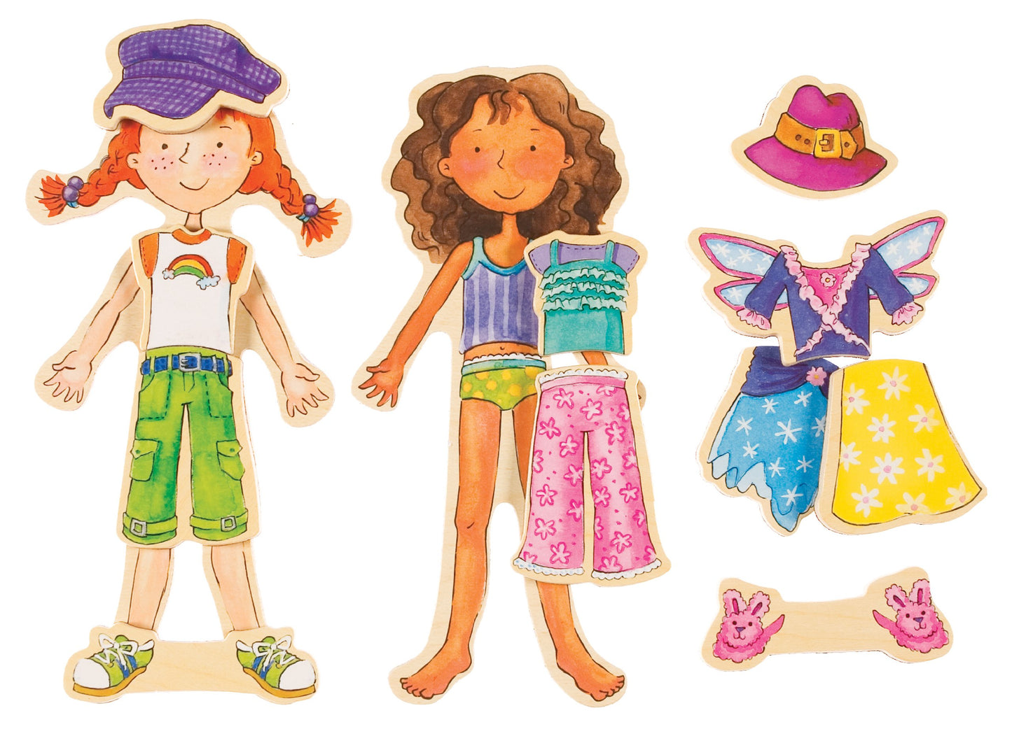 Bendon TS Shure Daisy Girls 40-Piece Wooden Magnetic Dress Up Doll 50463