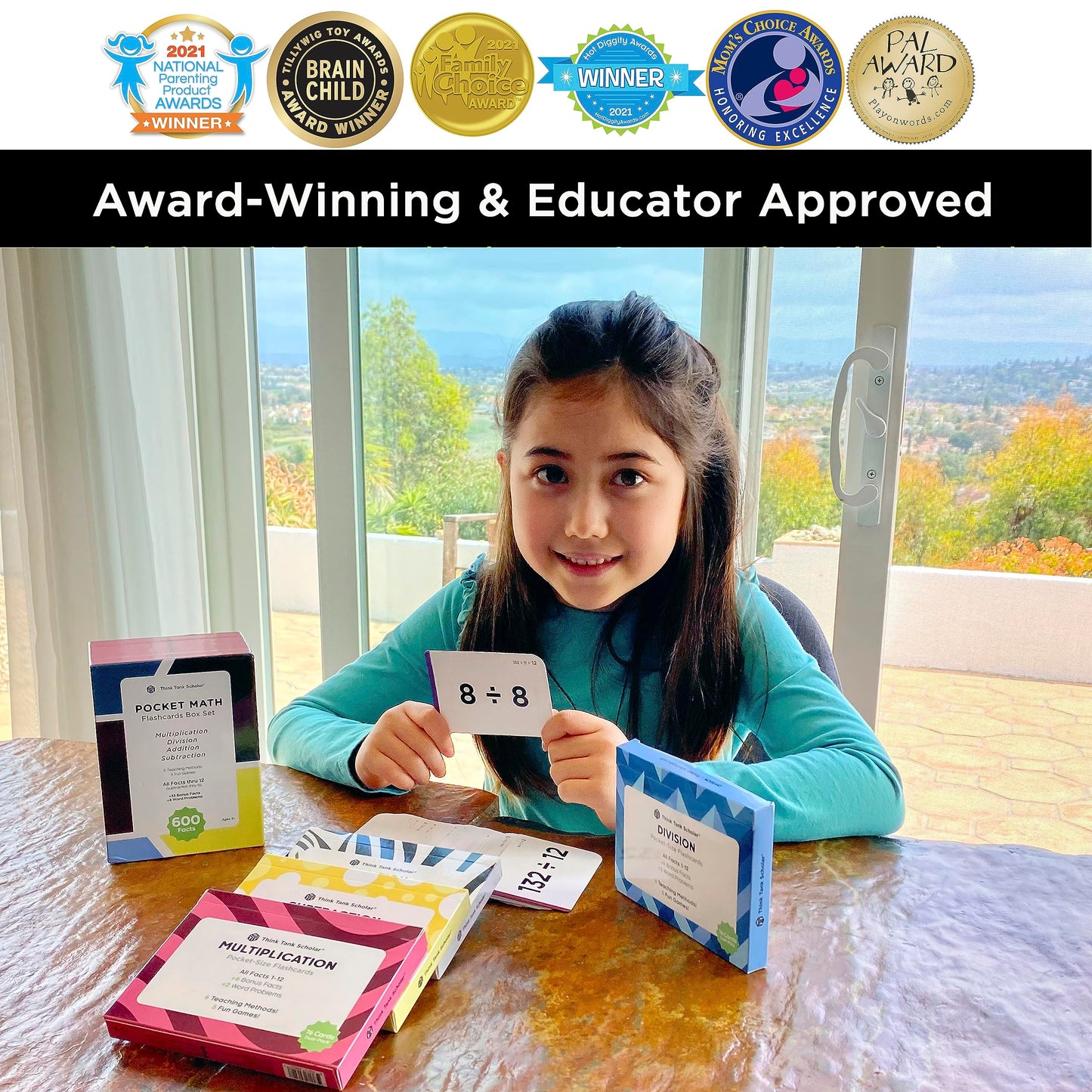 Math Flash Cards for Kids - 600 Facts: Addition, Subtraction, Multiplication & Division, 10 Games, Ages 5-10, Grades 1-6, Teacher-Approved