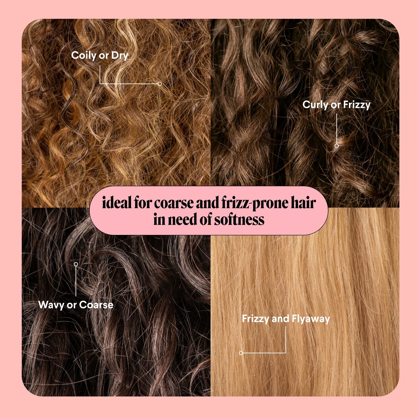 MONDAY HAIRCARE Smooth Shampoo & Conditioner Set, 27 oz Each – For Frizzy, Coarse & Curly Hair with Coconut Oil, Shea Butter & Vitamin E, Pink