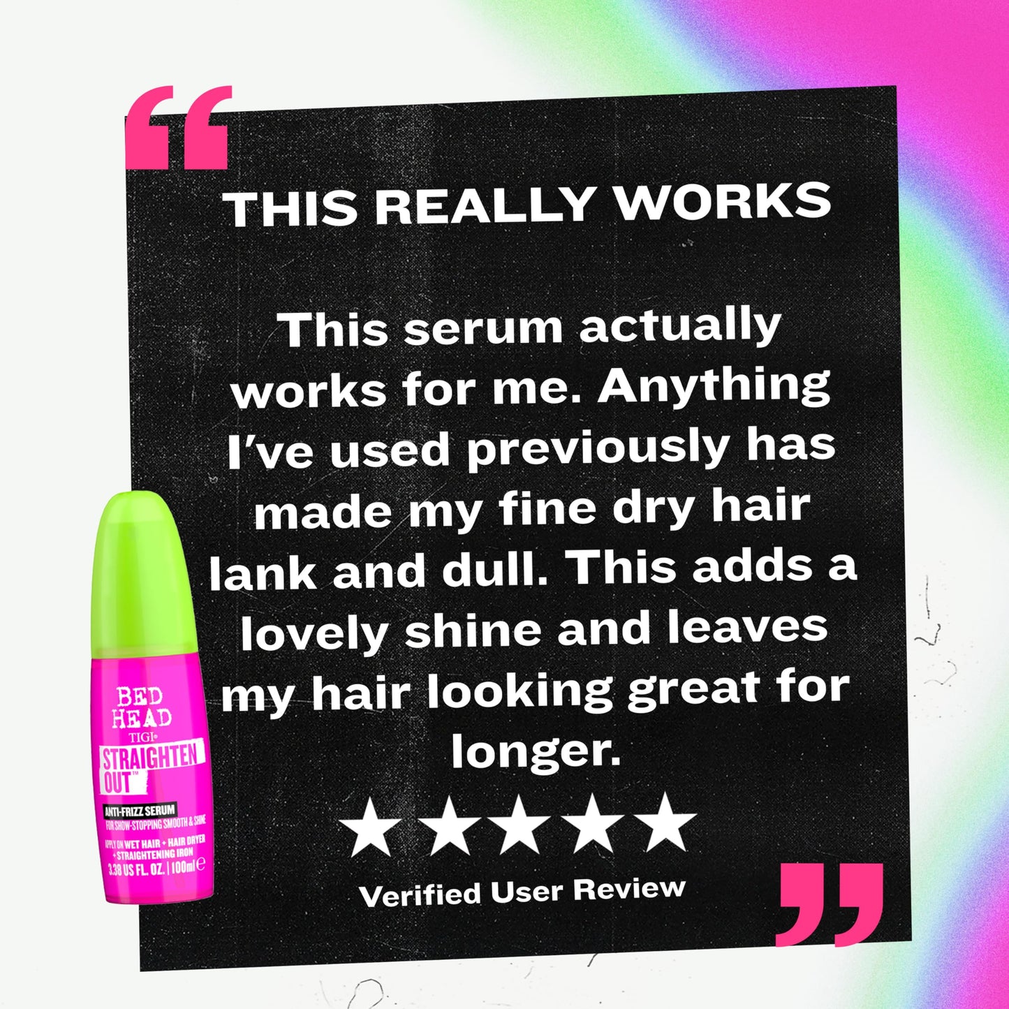 TIGI Bed Head Straighten Out Anti Frizz Serum for Smooth Shiny Hair 3.38 fl oz