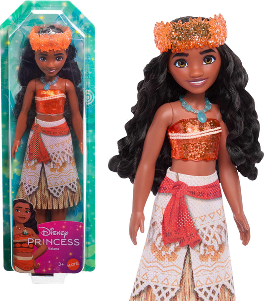 Mattel Disney Princess Moana Doll in Sparkling Fashion with Removable Skirt, Headband and Necklace, Posable & Collectible, Inspired by Movie