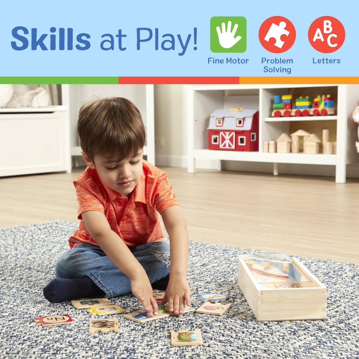 Melissa & Doug Alphabet Puzzle 52 pcs with Storage Box – Wooden ABC Self-Correcting Montessori Learning Toy for Toddlers & Kids 4+