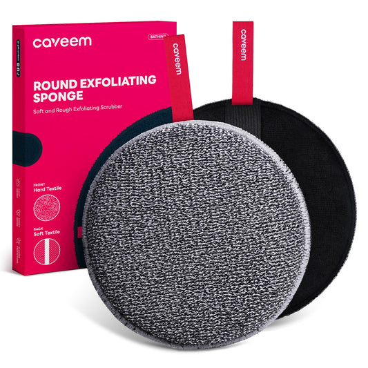 Caveem Exfoliating Body Scrubber, Bath and Body Scrub Buffer, Body Exfoliator for Remove Dead Skin, Gentle and Rough Lightweight Sponge for Shower (2 Pack)