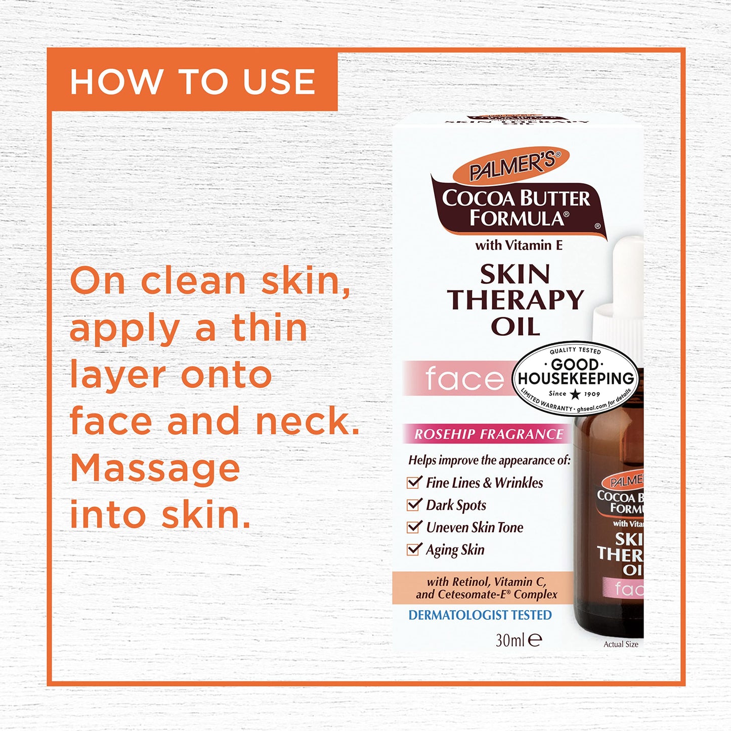 Palmer's Cocoa Butter Formula Moisturizing Skin Therapy Oil for Face with Vitamin E, C & 10 Pure Facial Oils Blend, Rosehip Oil Fragrance, 1 Ounce