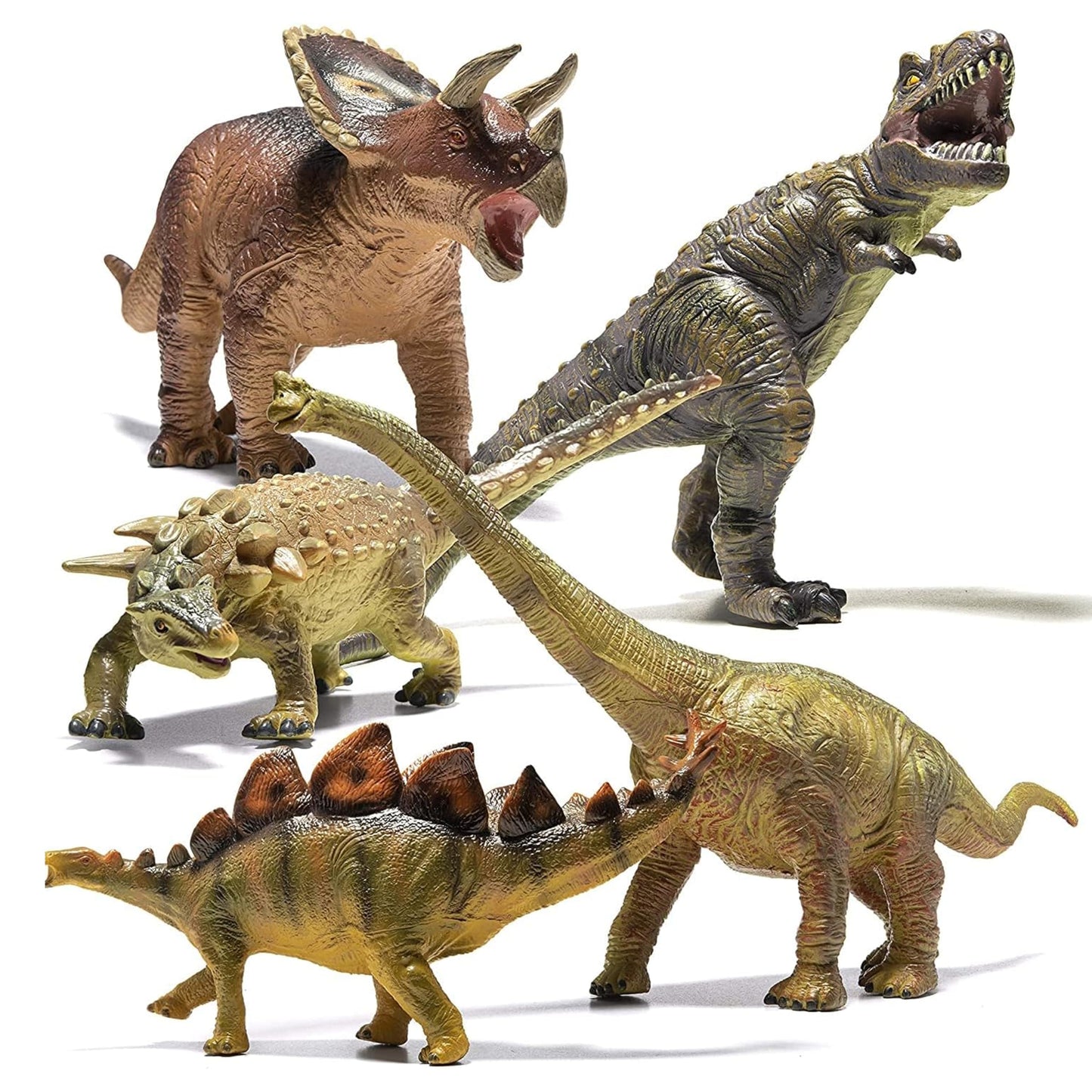 PREXTEX Jumbo Dinosaur Toy Set – 5 Large Realistic Hand-Painted Dino Figures for Kids, Play & Learning, Giant Dinosaur Toys