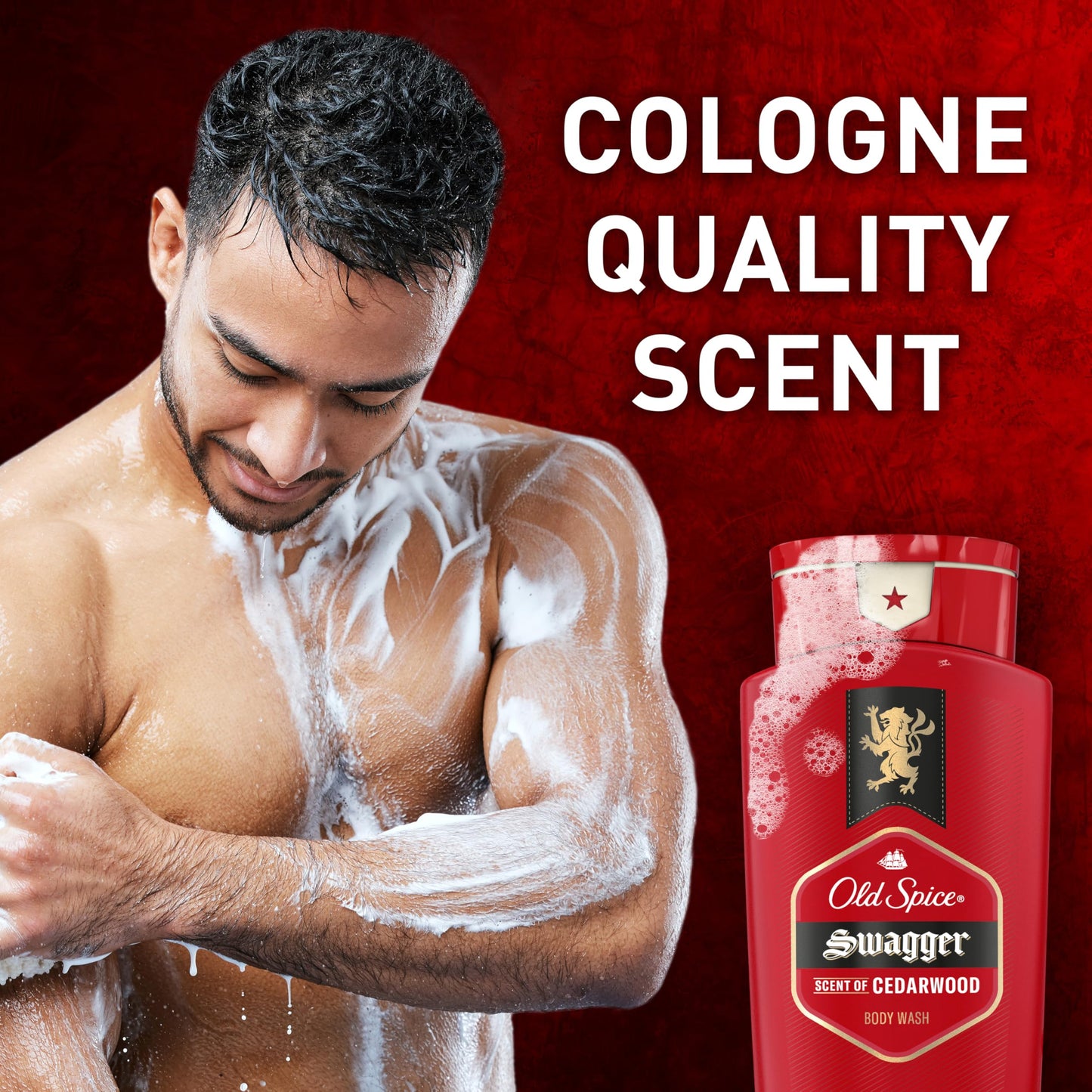 Old Spice Red Collection Swagger Body Wash for Men – 3X Defense, Long-Lasting Fresh Scent with Cedarwood, 24 oz, Pack of 2