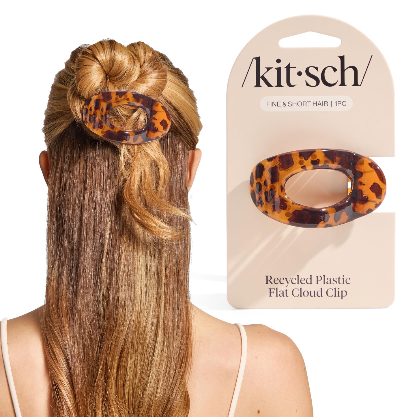 Kitsch Small Flat Claw Clips for Women – Strong Hold Non-Slip Hair Clips for Thick & Fine Hair, Comfortable All-Day Wear, Tortoise Design