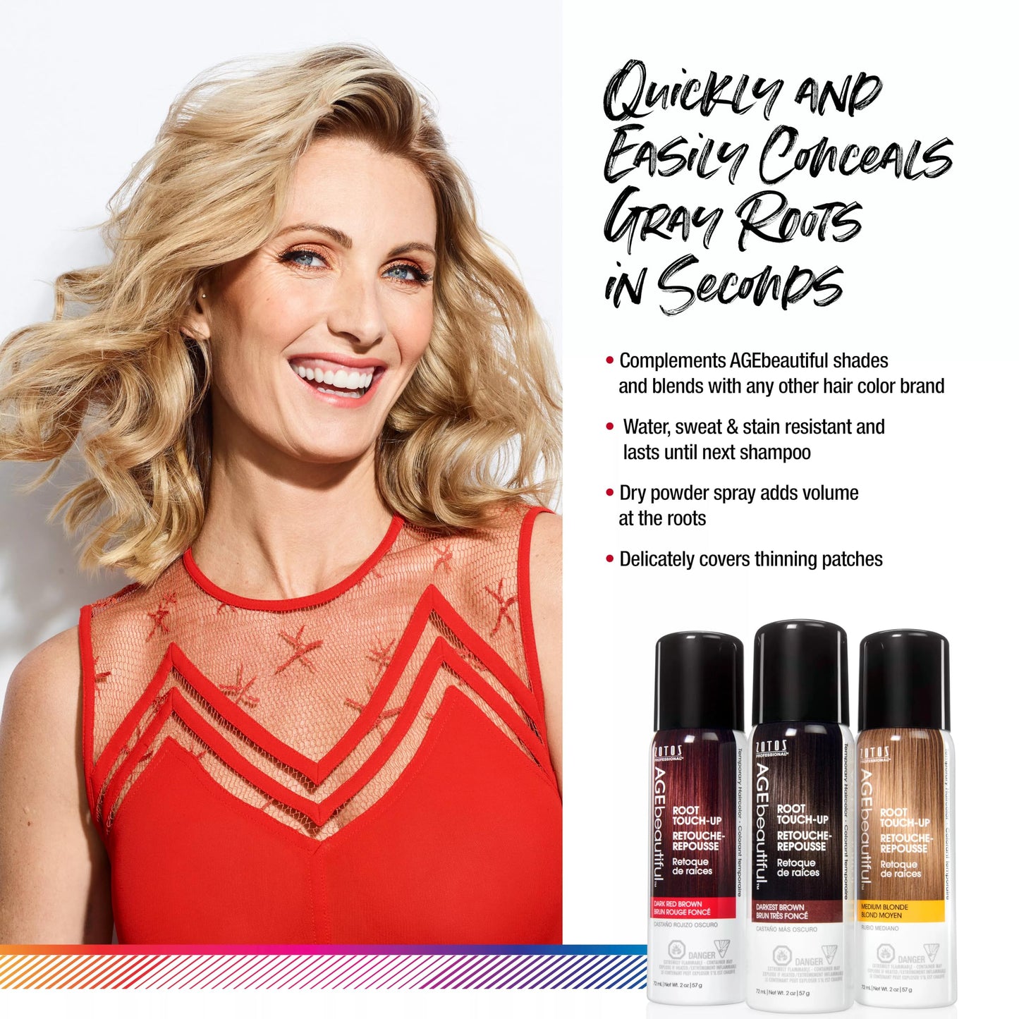 AGEbeautiful Root Touch Up Spray - Temporary Gray Concealer & Volumizer, Covers Thinning Hair, Water & Sweat Resistant, Medium Brown, 2 Fl Oz