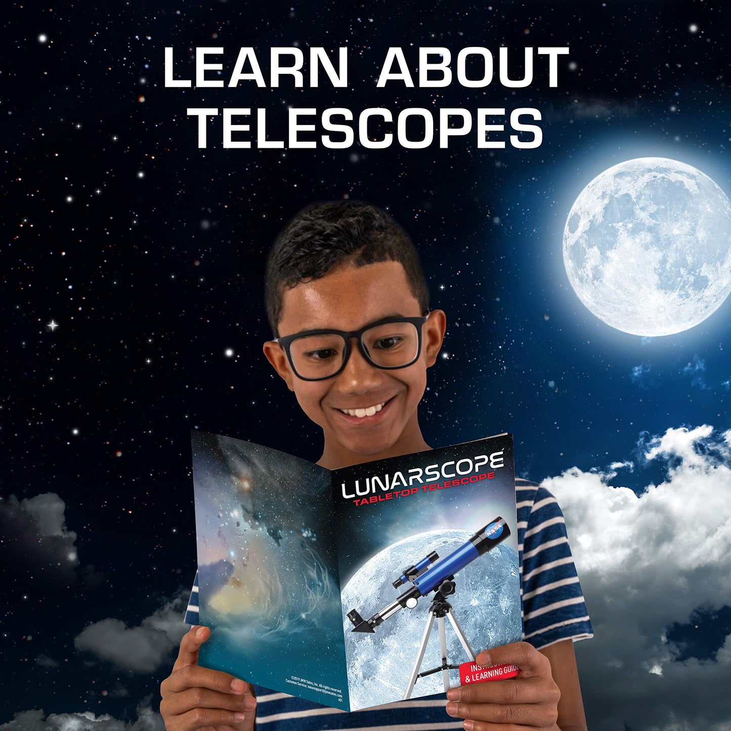 NASA Lunar Telescope for Kids – 90x Magnification, 2 Eyepieces, Tripod & Finder Scope, Beginner Astronomy Toy, NASA Gift (Amazon Exclusive)