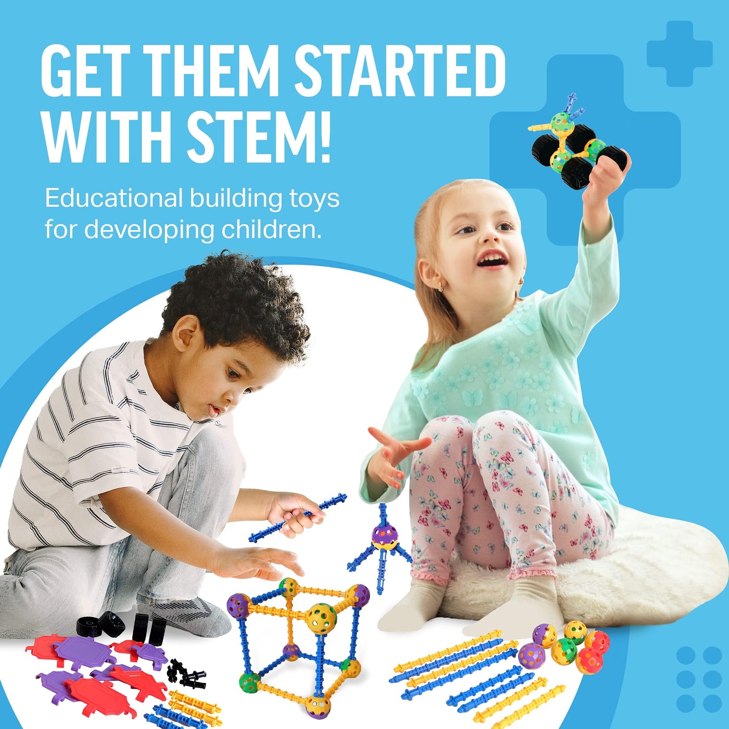 STEM Master - Educational Building Blocks Kit, 176 Pieces, Ages 4-8, Easter Basket Stuffers Gifts for Kids