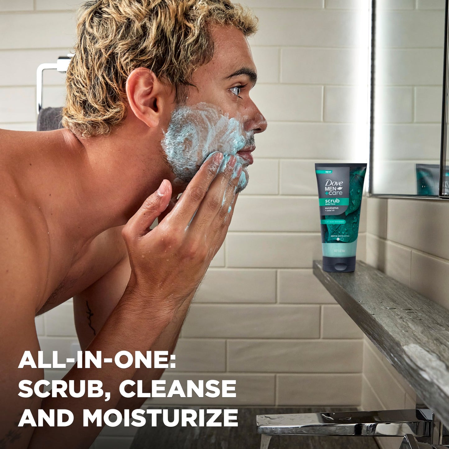 Dove Men+Care Eucalyptus Body & Face Scrub – Deeply Exfoliating, Hydrating & Nourishing, 100% Gentle, No Sulfates or Parabens, 9 oz