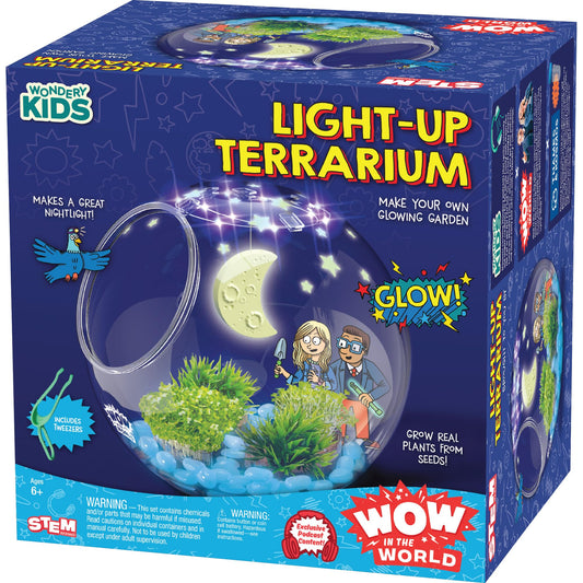 Wow in The World Light-Up Terrarium by Thames & Kosmos | Grow & Decorate Plants, Glow-in-the-Dark, UV Lights, STEM Toy for Kids 6+