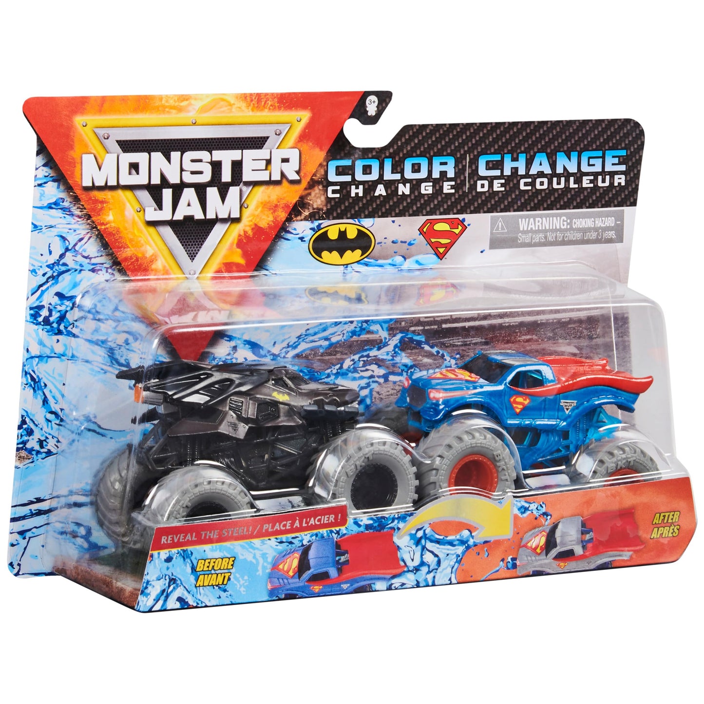 Monster Jam, Official Batman Vs. Superman Color-Changing Die-Cast Monster Trucks, 1:64 Scale