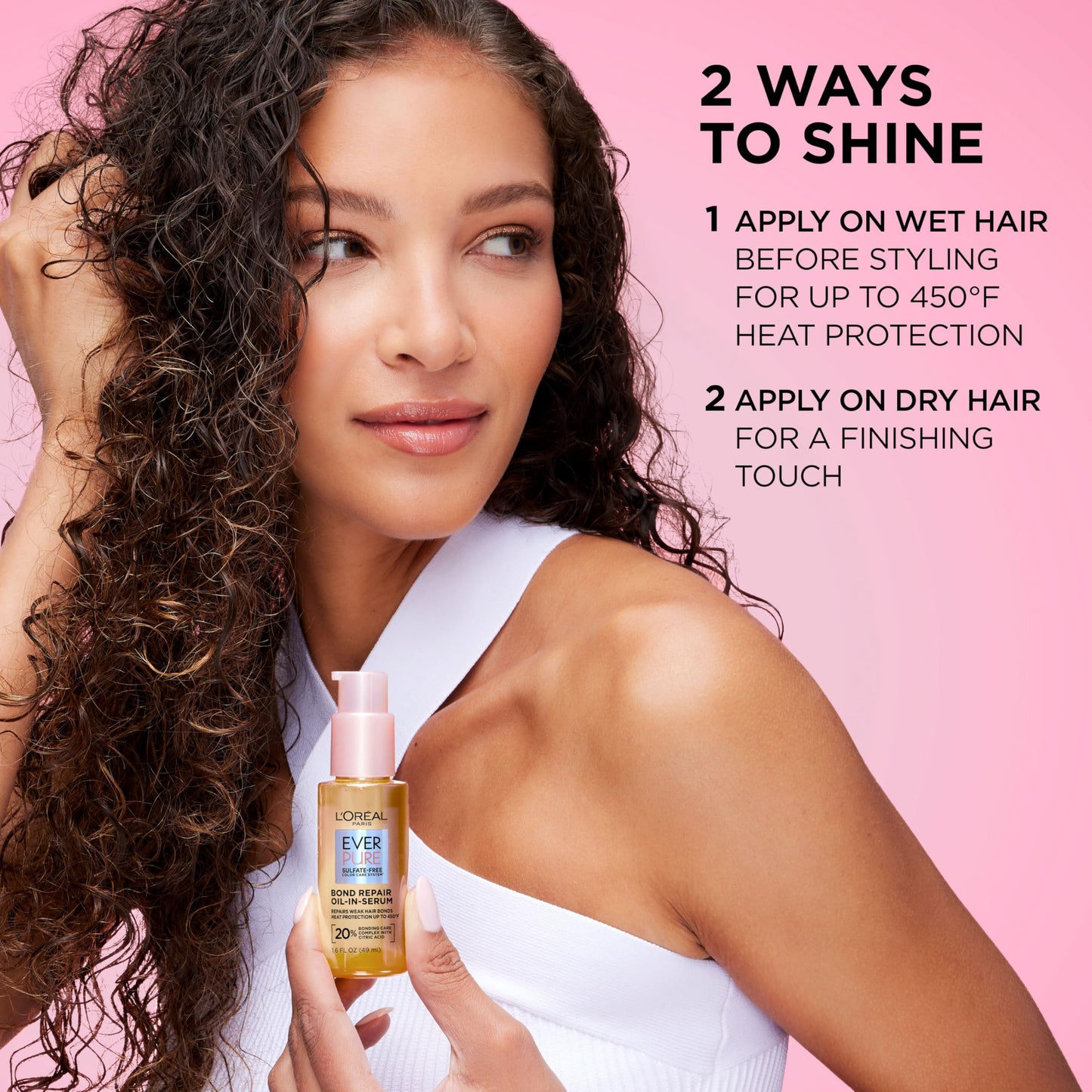 L'Oreal Paris EverPure Bond Repair Oil-in-Serum 1.6 fl oz | Strengthens Damaged, Color-Treated Hair | Heat Protectant, Shine & Frizz Control