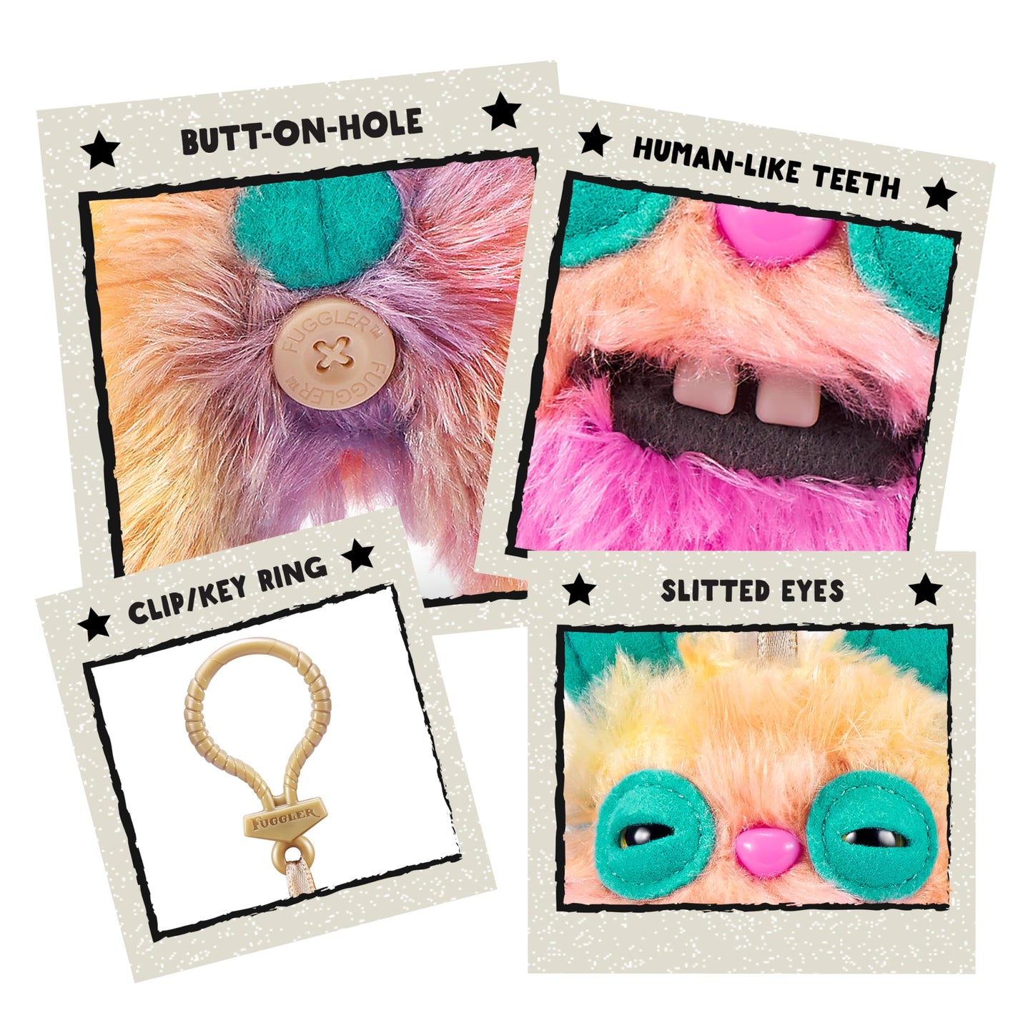 Fuggler Key Rings Series 4 by ZURU Funny Ugly Monster, Plush, Collectible, Toy (3 Pack)