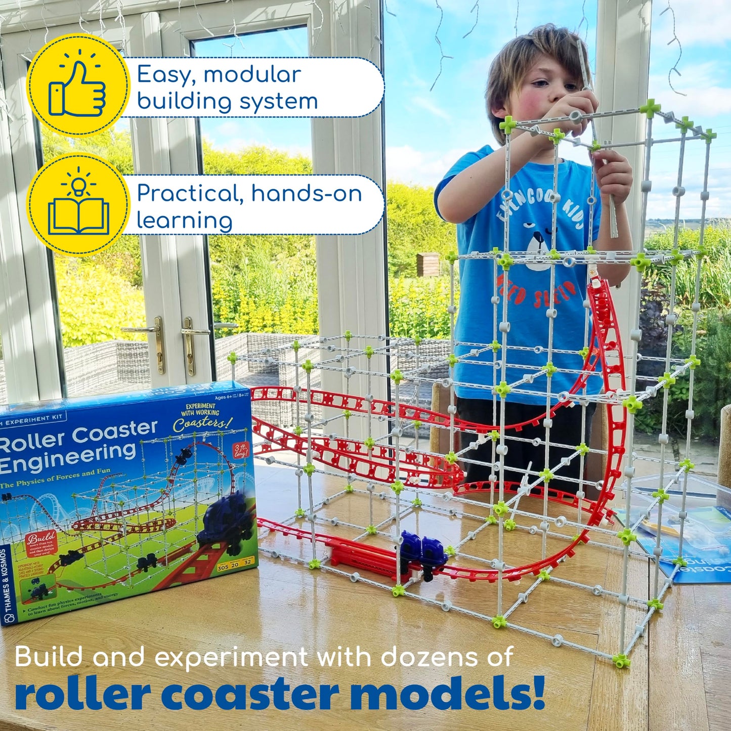 Thames & Kosmos Roller Coaster STEM Kit – Build & Experiment with Working Models, Explore Physics, Forces, Motion, Energy & Velocity