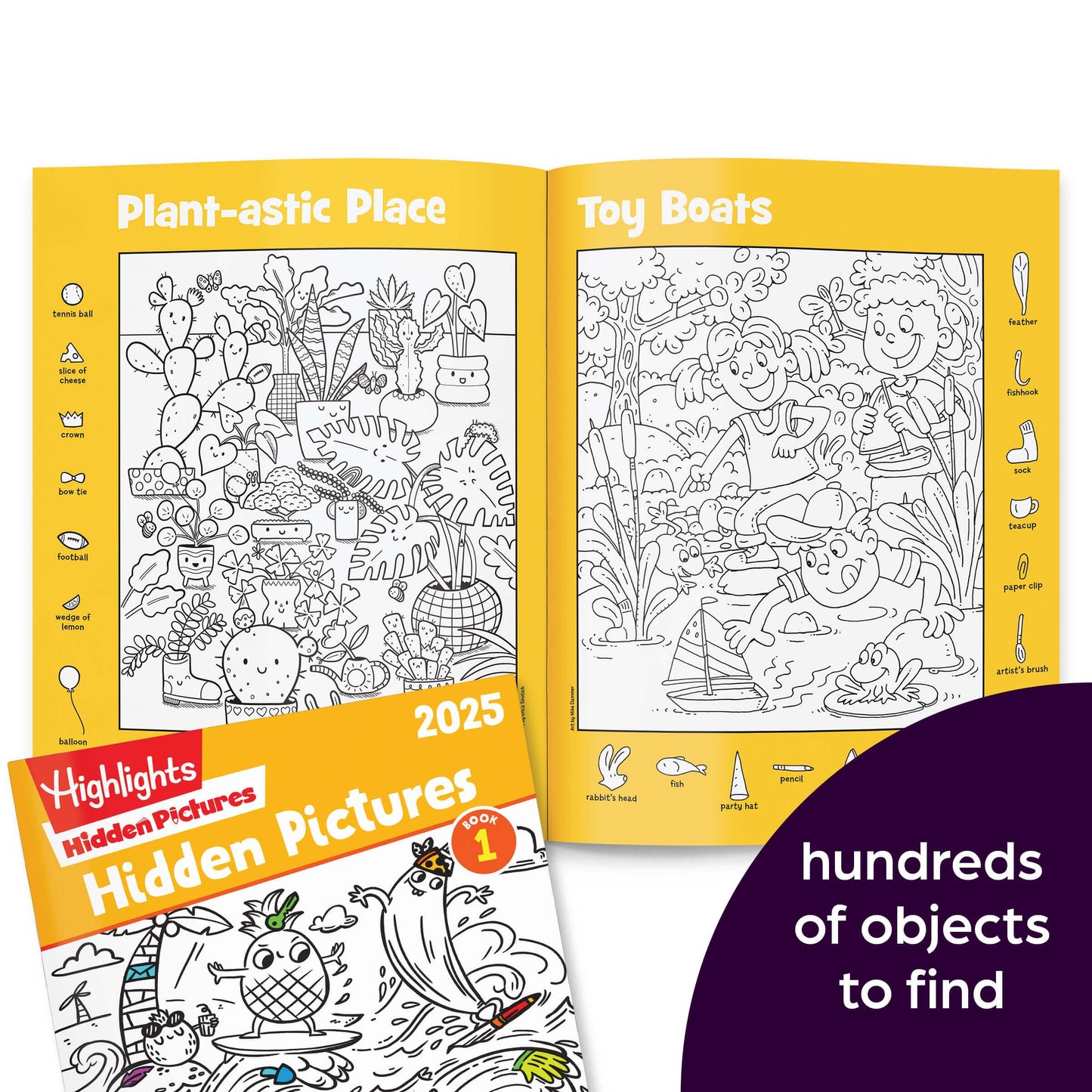 Highlights Hidden Pictures 2025 4-Book Activity Set for Kids Ages 6+ - Travel-Friendly Screen-Free Seek & Find Coloring Books