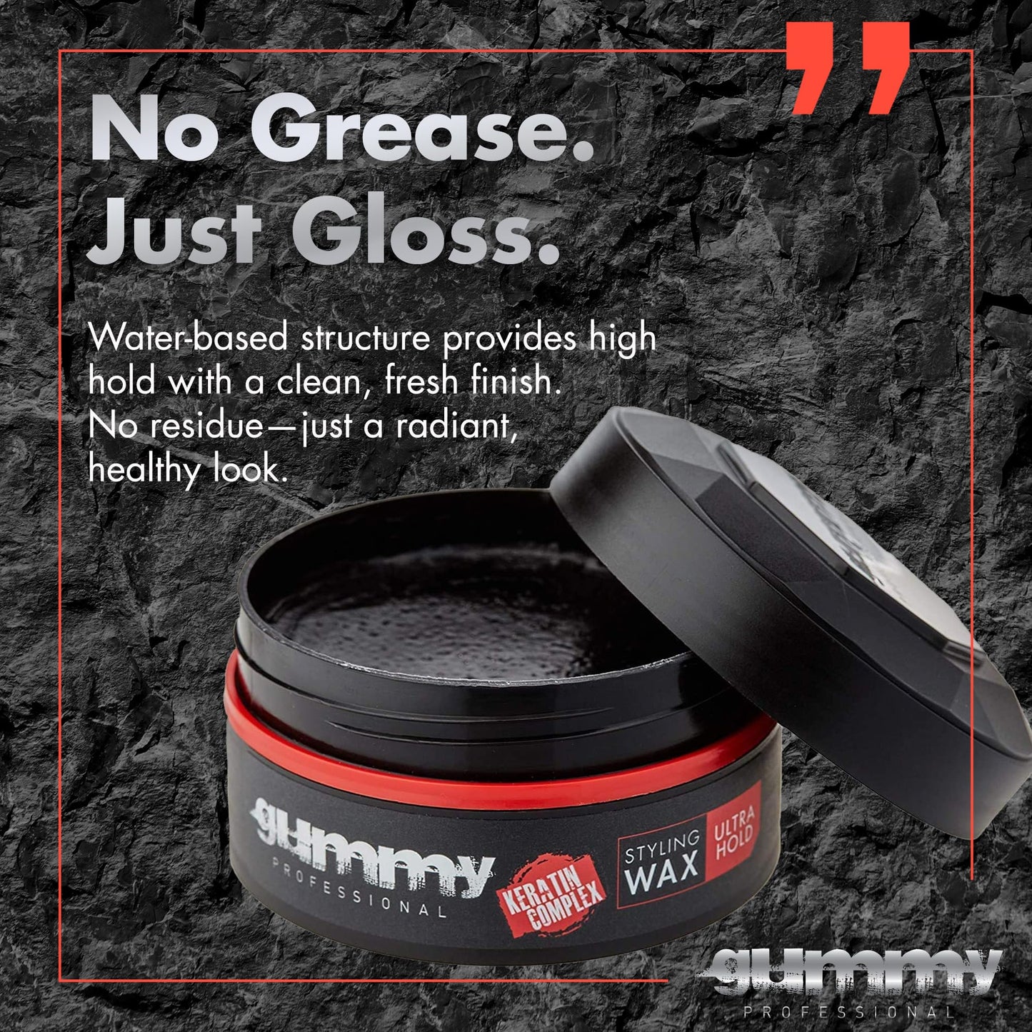 Gummy Professional Hair Wax for Men – Ultra Hold Water-Based Pomade with Provitamin B5 & Keratin – Texturizing Clay Paste, Alcohol-Free, 150ml