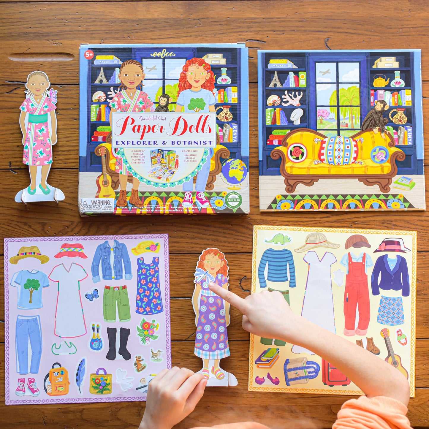eeBoo: Paper Dolls: Explorer & Botanist - Includes 2 Paper Dolls, Stand Up Scene & Stickers, Kids Ages 5+