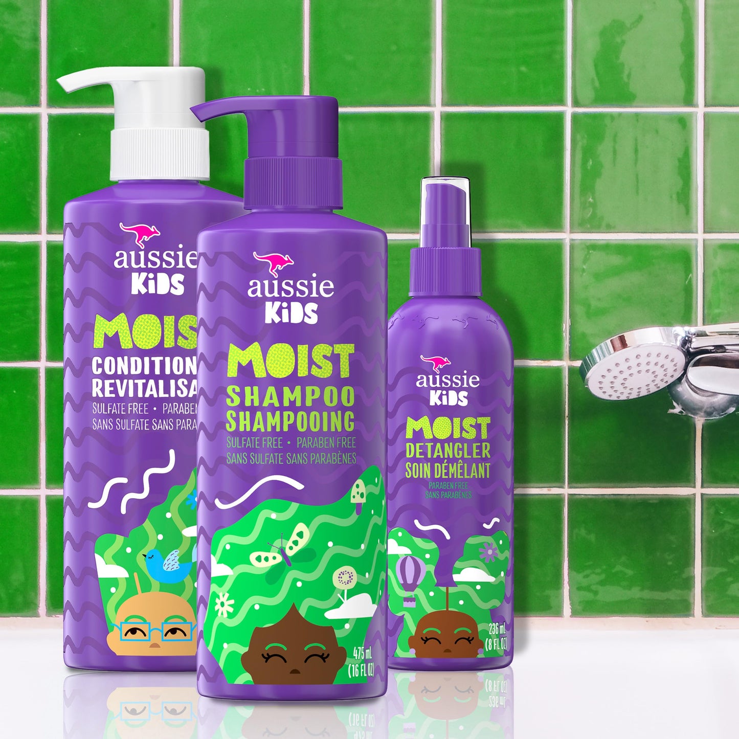 Aussie Kids Hair Care Bundle | Shampoo & Conditioner (16 Fl Oz Each) + Detangler Spray (8 Fl Oz) | Paraben, Sulfate & Dye Free, Tangle-Free Styling