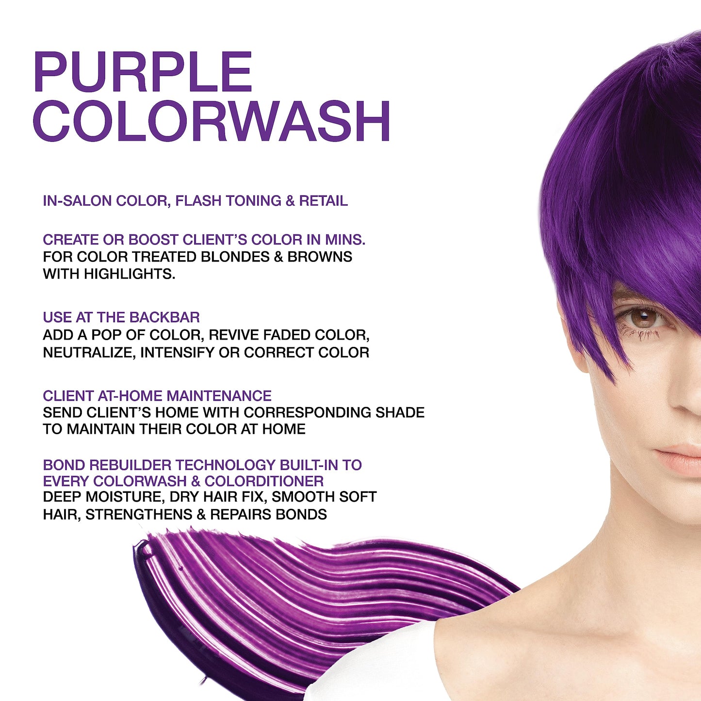 Celeb Luxury Viral Purple Colorwash Shampoo with Bondfix – Color Depositing & Semi-Permanent Hair Dye, Refreshes & Maintains Bold Purple, Vegan