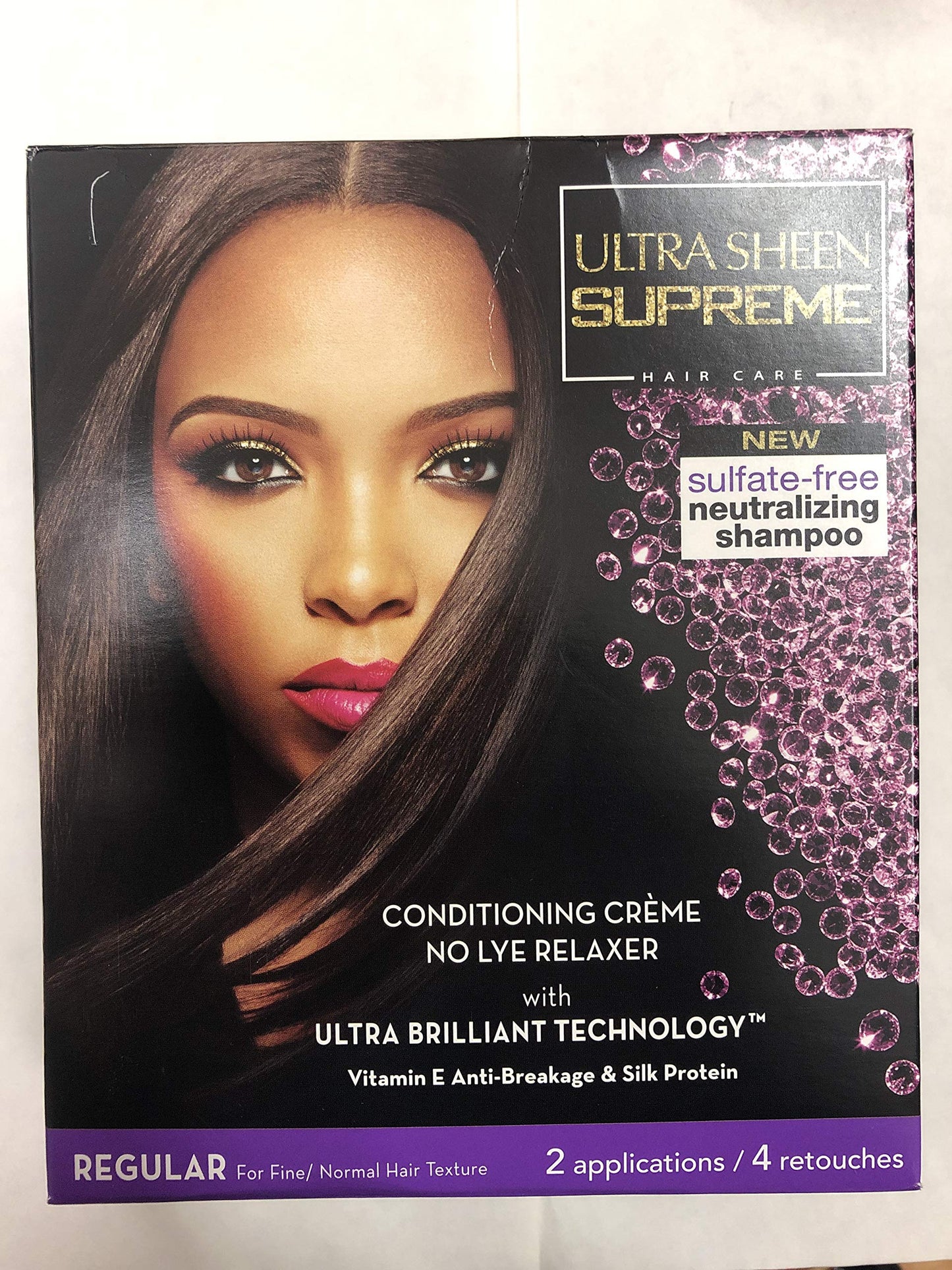 Ultra Sheen Supreme No-Lye Relaxer Kit Regular | Conditioning Creme with Vitamin E, Silk Protein & Sulfate-Free Neutralizing Shampoo