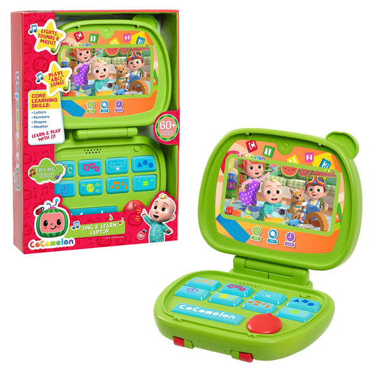 CoComelon Sing & Learn Laptop Toy for Kids 18+ Months – Lights, Sounds, Music, Letters, Numbers, Shapes & Animal Learning, Licensed