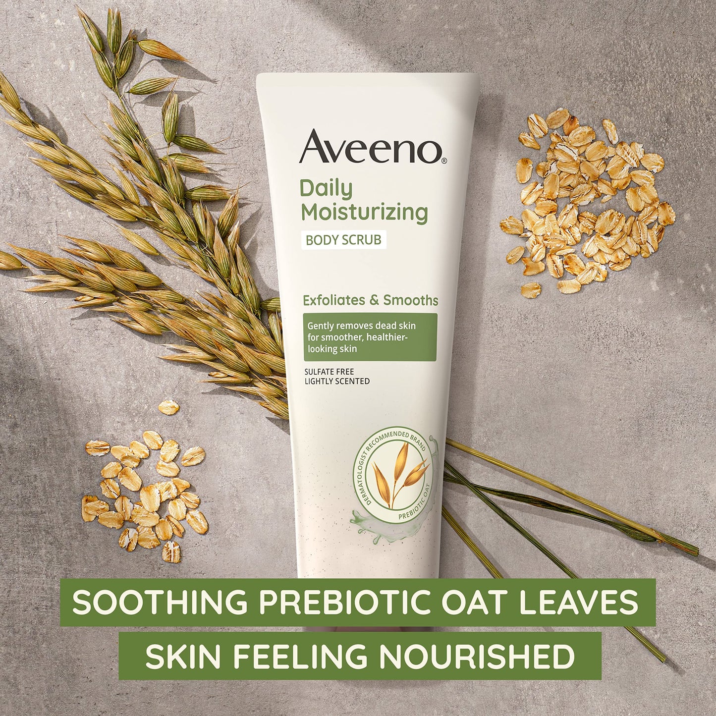 Aveeno Daily Moisturizing Body Scrub – Exfoliating, Prebiotic Oat Formula, Sulfate-Free, Soap-Free, Dye-Free Body Wash for Smooth Skin, 8oz